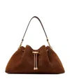 Jimmy Choo Medium Suede Cinch Bucket Bag In Brown