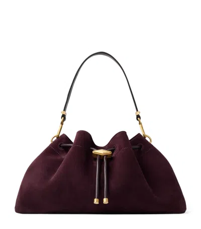 Jimmy Choo Medium Suede Cinch Shoulder Bag In Burgundy