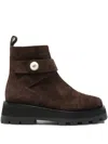 Jimmy Choo 45mm Meena Flat Suede Ankle Boots In Brown