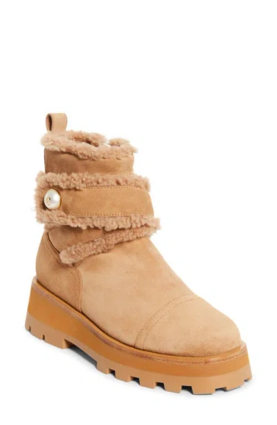 Jimmy Choo Meena Genuine Shearling Lined Bootie In Brown