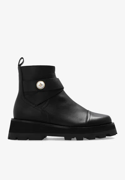 Jimmy Choo Meena Leather Ankle Boots In Black