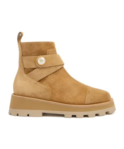 Jimmy Choo 40mm Meena Suede Ankle Boots In Camel