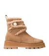Jimmy Choo Meena Suede Shearling Boots In Brown