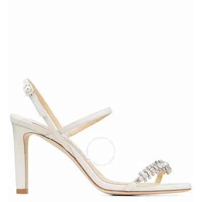 Jimmy Choo Meira 85 Leather Sandals In White