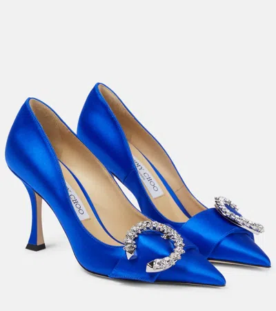 Jimmy Choo Melva 70mm Pointed-toe Satin Pumps In Blue