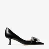 Jimmy Choo Melva Dorsay 50 Crystal Buckle Pumps In Black