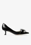 Jimmy Choo Melva Dorsay 50 Crystal Buckle Pumps In Black
