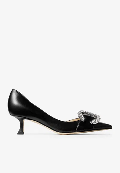 JIMMY CHOO MELVA DORSAY 50 CRYSTAL BUCKLE PUMPS