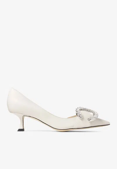 Jimmy Choo Melva Dorsay 50mm Leather Pumps In White