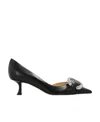 Jimmy Choo Melva Dorsay 50 Crystal Buckle Pumps In Black