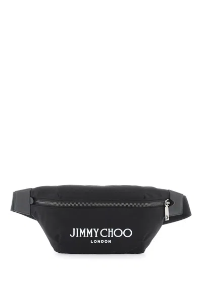 Jimmy Choo Men's Black Nylon Beltpack With Iconic Logo Print And Leather Details