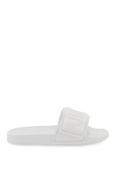 JIMMY CHOO JIMMY CHOO MEN'S FITZ SLIDES WITH LYCRA LOGOED BANG