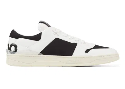 Pre-owned Jimmy Choo Men's  Florent Eric Haze Poggy Sneakers In White/black/cream In Multi