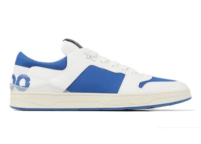 Pre-owned Jimmy Choo Men's  Florent Eric Haze Poggy Sneakers In White/blue/cream