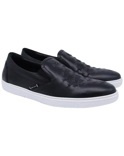 Jimmy Choo Men's Leather Grove Star-embossed Slip-on Sneaker (authentic Pre-  Loved) In Black