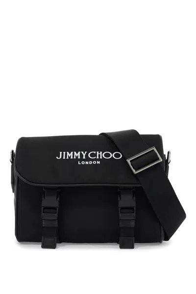 Jimmy Choo Men's Eli Nylon Crossbody Bag In Nero