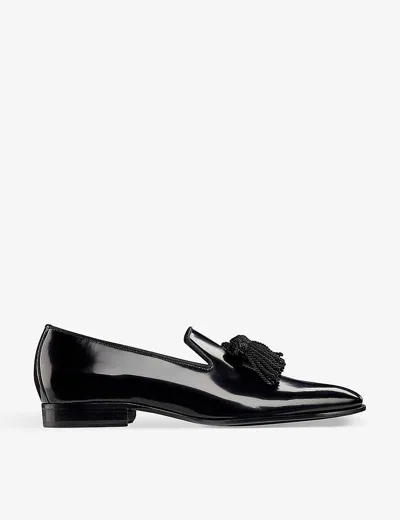 Jimmy Choo Mens  Foxley Tassel Patent-leather Loafers In Black