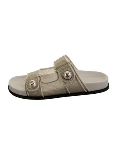 Pre-owned Jimmy Choo Mesh Accents Slides In Gold