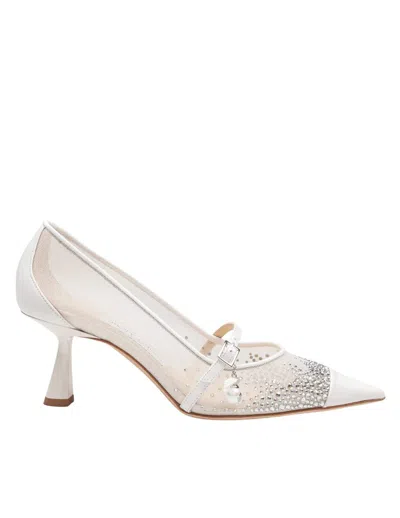 Jimmy Choo Mesh And Leather Pumps In White