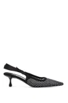 Jimmy Choo 'mesh And Satin Slingback Amel 50 Dã©col In Black Crystal (black)