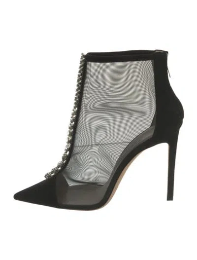 Pre-owned Jimmy Choo Mesh Crystal Embellishments Boots In Silver