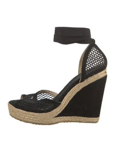 Pre-owned Jimmy Choo Mesh Lace Pattern Espadrilles In Black