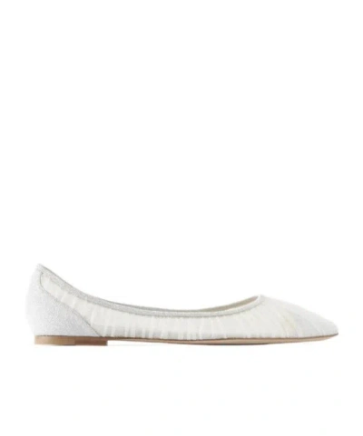 Jimmy Choo Mesh Love Ballerinas In White