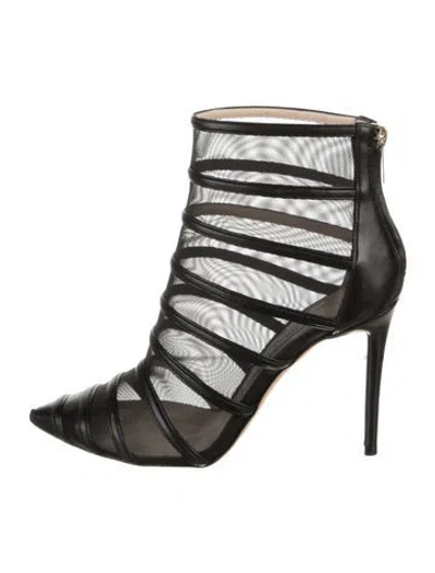 Pre-owned Jimmy Choo Mesh Mesh Accents Boots In Black