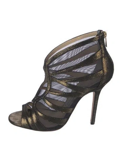 Pre-owned Jimmy Choo Mesh Mesh Accents Boots In Black