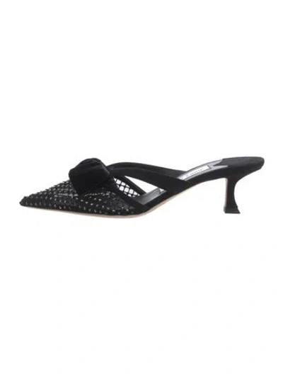 Pre-owned Jimmy Choo Mesh Mesh Accents Mules In Black