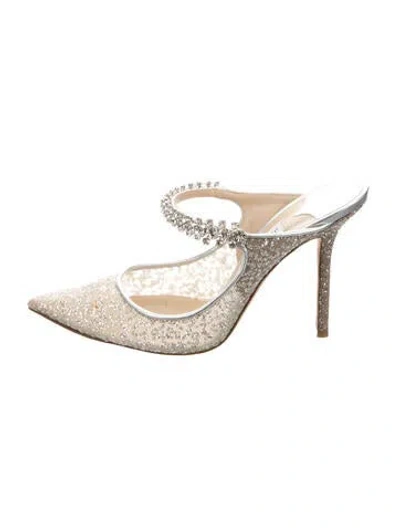 Pre-owned Jimmy Choo Mesh Mesh Accents Mules In White