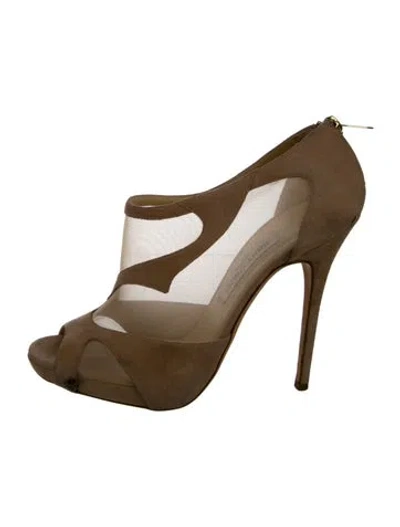 Pre-owned Jimmy Choo Mesh Mesh Accents T-strap Pumps In Neutral