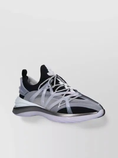 Jimmy Choo Mesh Panel Low Top Sneakers With Pull Tab And Rubber Sole In White