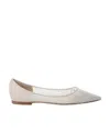 Jimmy Choo Mesh Pointed Flats In White