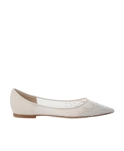 Jimmy Choo Mesh Pointed Flats In White