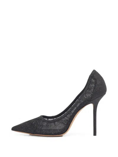 Pre-owned Jimmy Choo Mesh Pointed-toe Pumps In Black