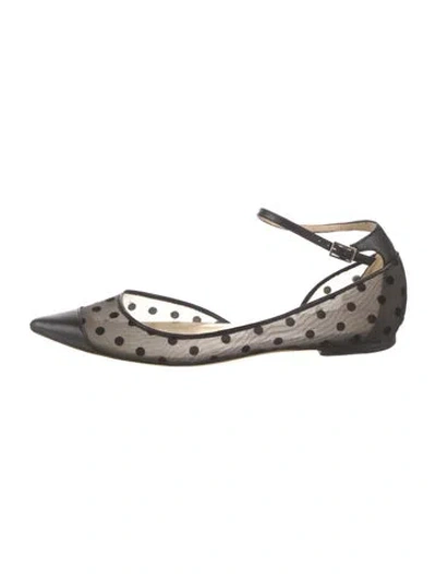 Pre-owned Jimmy Choo Mesh Polka Dot Print D'orsay Flats In Black