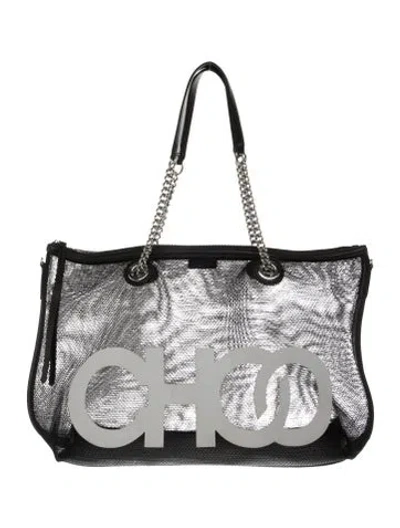 Pre-owned Jimmy Choo Mesh Tote In Silver