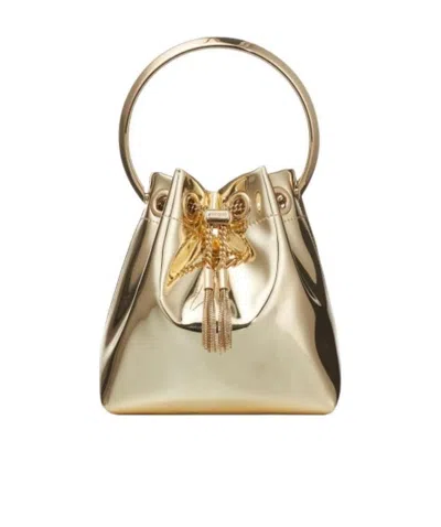 Jimmy Choo Metal Bucket Handbag In Nude