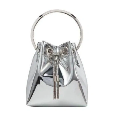 Jimmy Choo Metal Bucket Handbag In White
