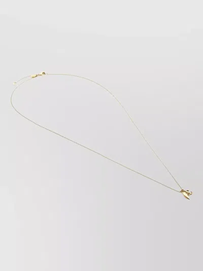 Jimmy Choo Metal Diamond Logo Pendant Chain Necklace In Gold