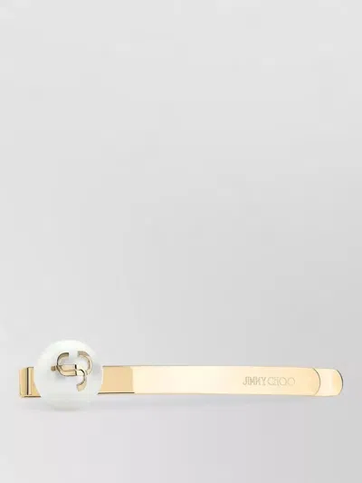 Jimmy Choo Metal Hair Slide Featuring Pearl Detail In Gold