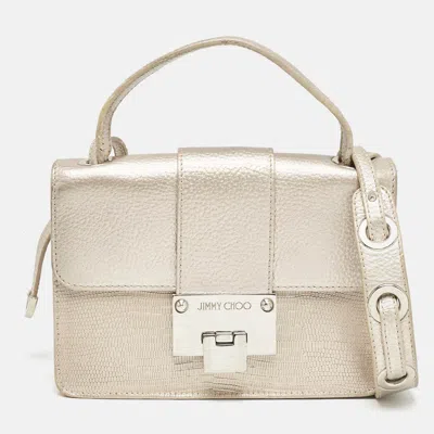 Pre-owned Jimmy Choo Metallic Beige Lizard Embossed Leather Rebel Crossbody Bag