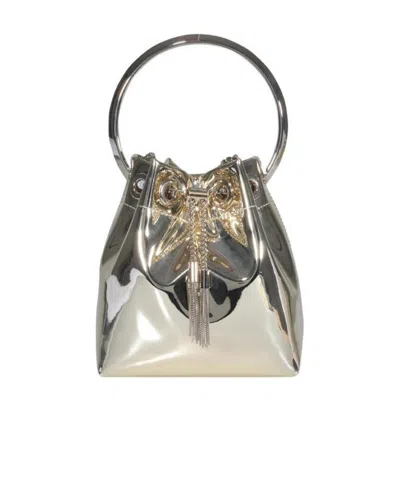 Jimmy Choo Gold Metallic Leather Bon Bon Bucket In Multicolor