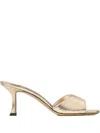 Jimmy Choo Metallic-effect Leather Square-toe Heeled Sandals In Neutral