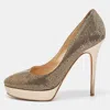 Jimmy Choo Metallic Glitter Fabric Platform Pumps In Multi