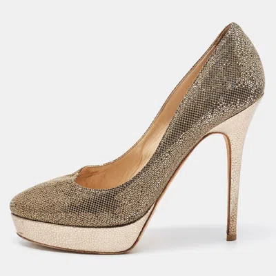 Jimmy Choo Metallic Glitter Fabric Platform Pumps In Multi
