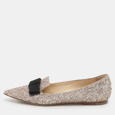 Pre-owned Jimmy Choo Metallic Glitter Gala Flats Size 37