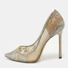 Jimmy Choo Metallic Grey Lace Romy Pumps In Gray