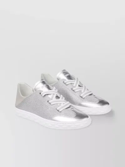 JIMMY CHOO METALLIC LACE-UP SNEAKERS FOLDING HEEL